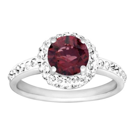 January Ring with Burgundy Swarovski Crystal