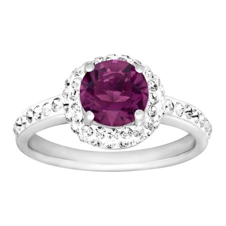February Ring with Purple Swarovski Crystal