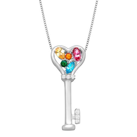 3/4 ct Multi-Color Natural Topaz Key Pendant