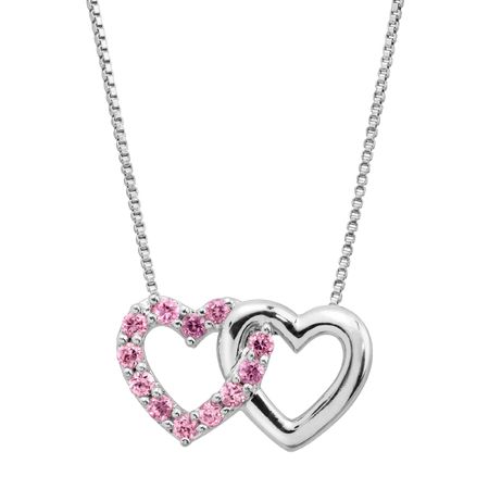 1/4 ct Pink Sapphire Joint Hearts Pendant