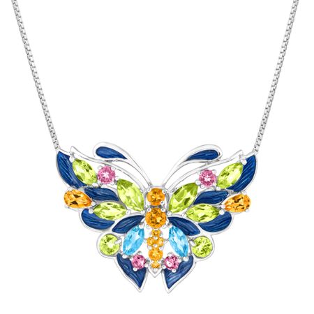 4 1/6 ct Multi-Stone Butterfly Pendant