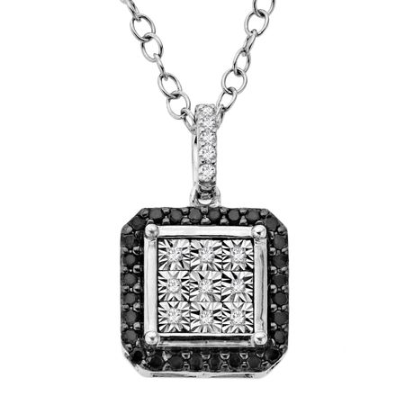 1/5 ct Black & White Diamond Square Pendant