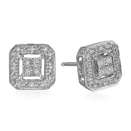 1/10 ct Diamond Octagon Stud Earrings
