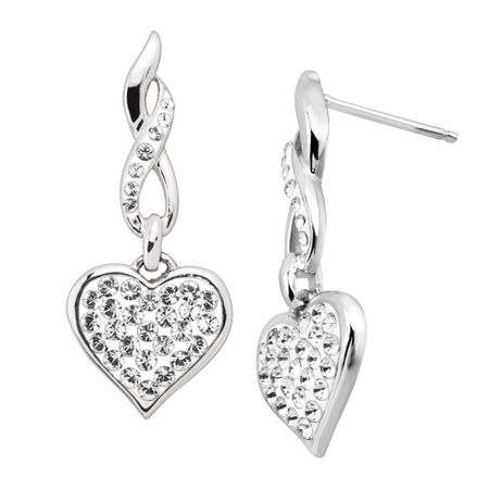 Drop Heart Earrings with Swarovski Crystals