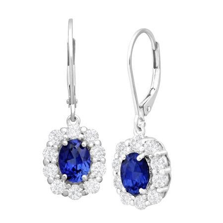3 5/8 ct Ceylon & White Sapphire Drop Earrings