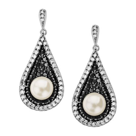 5/8 ct Black & White Diamond Pearl Earrings