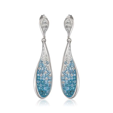 Blue Swarovski Crystal Twisted Drop Earrings