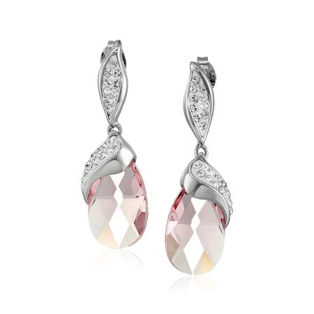 Drop Earrings with Pink Briolette Swarovski Crystals