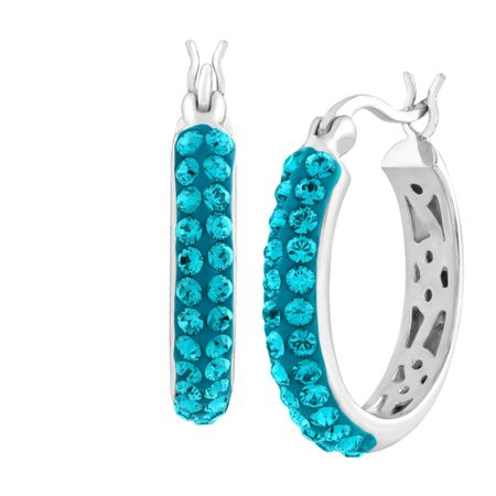 Hoop Earrings with Indicolite Swarovski Crystals