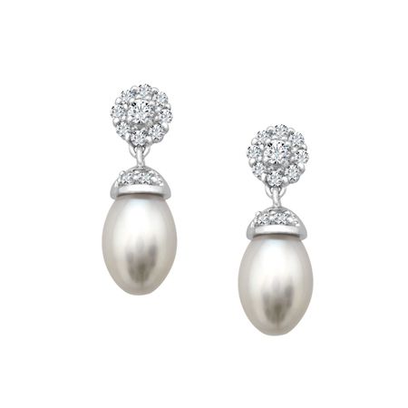 Pearl & White Topaz Drop Earrings