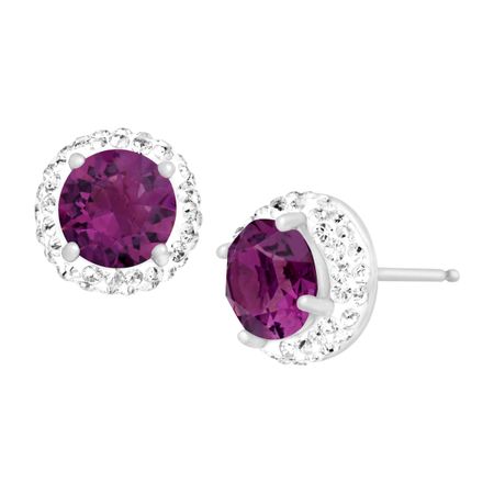 February Earrings with Purple Swarovski Crystals
