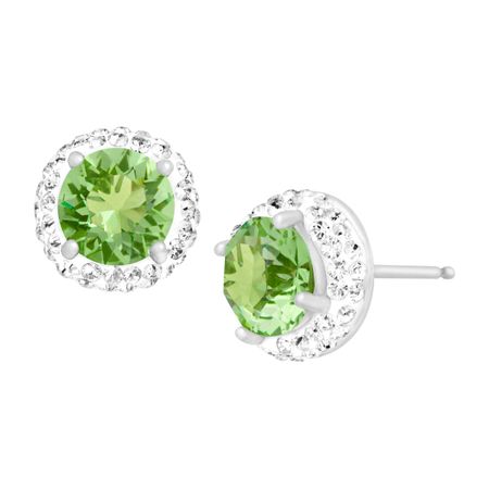 August Earrings with Green Swarovski Crystals