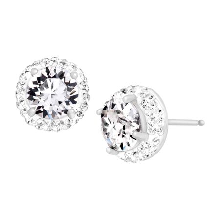 April Earrings with White Swarovski Crystals