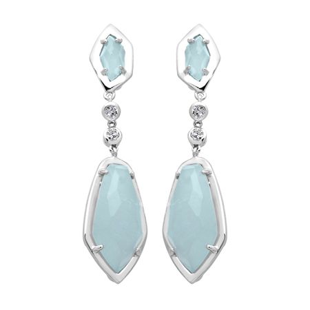 9 ct Aquamarine & White Quartz Drop Earrings