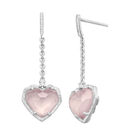 4 5/8 ct Rose Quartz Heart Drops with Diamonds