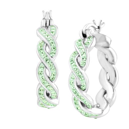 Braided Hoop Earring with Swarovski Crystals