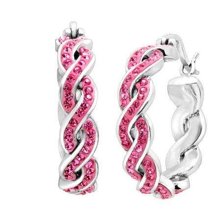 Braided Hoop Earring with Swarovski Crystals