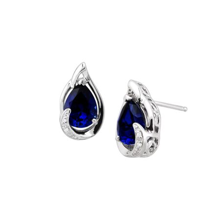 2 5/8 ct Sapphire Stud Earrings with Diamonds
