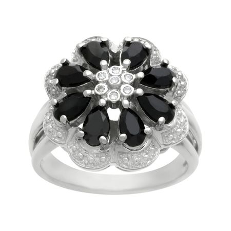 7/8 ct Onyx Cocktail Ring with Diamonds