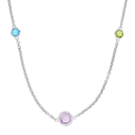 Flower Station Necklace with 4 7/8 ct Multi-Gems