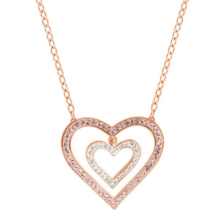 Concentric Heart Necklace with Swarovski Crystals
