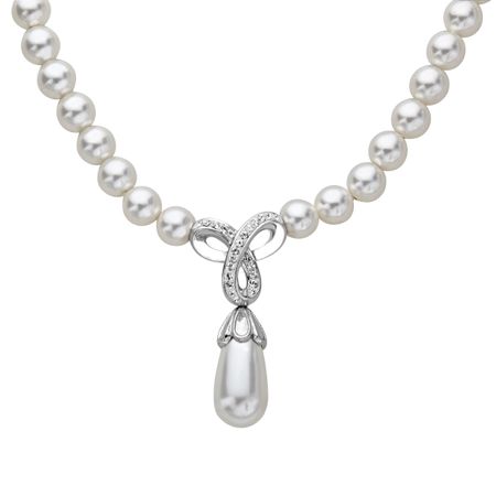 Drop Necklace with Swarovski Crystals & Pearls