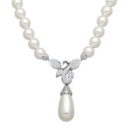 Flower Necklace with Swarovski Crystals & Pearls