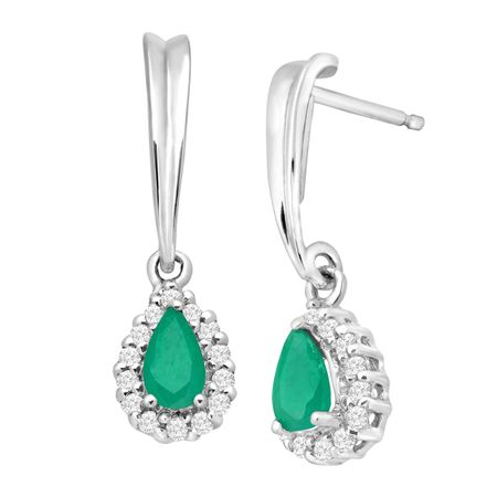 5/8 ct Emerald & White Sapphire Drop Earrings