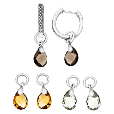 Interchangeable Multi-Stone Earrings with Diamonds