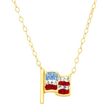 Teeny Tiny American Flag Necklace with Swarovski Crystals