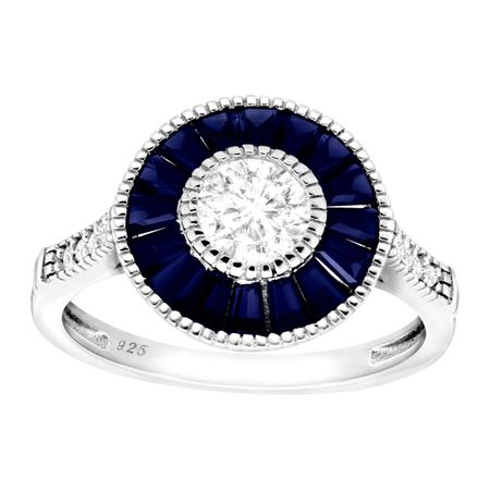 1 5/8 ct Blue & White Sapphire Radial Ring