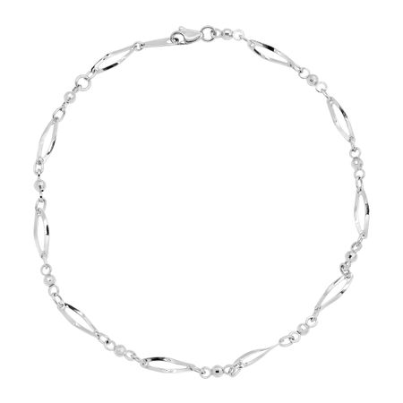 Oval & Beaded Link Anklet