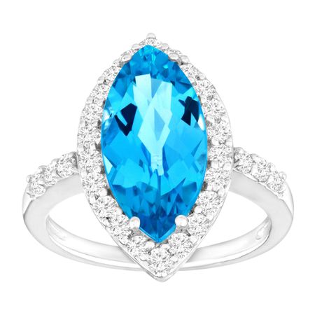 5 3/4 ct Swiss Blue & White Topaz Ring