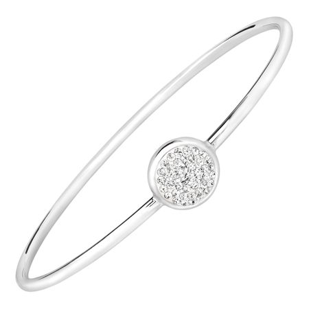 Disc Bangle Bracelet with Swarovski Crystals