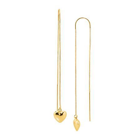 Drop Heart Threader Earrings