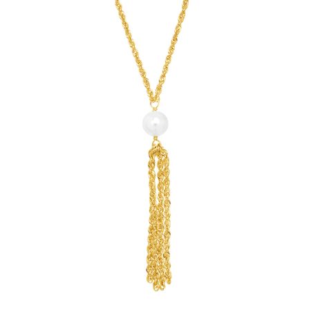 7-8 mm Pearl Twisted Tassel Necklace