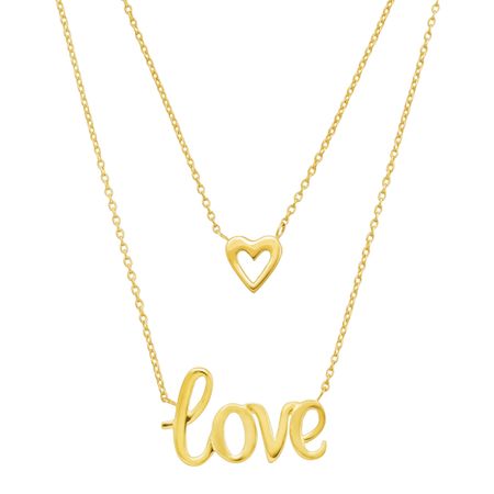 Double Layer 'Love' & Heart Necklace