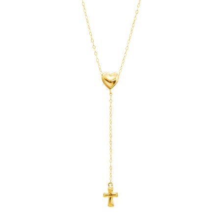 Heart & Cross Lariat Pendant