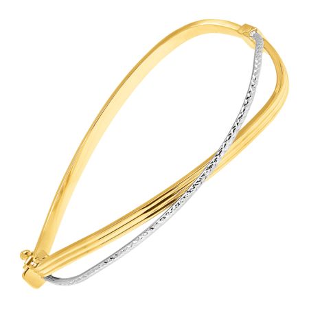 Two-Tone Bypass Hinged Cuff Bracelet