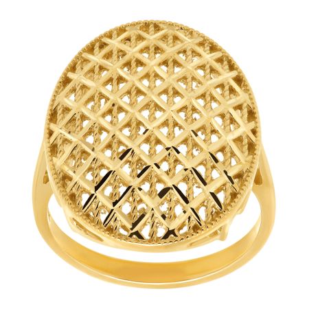 Beaded Checkerboard Oval Ring