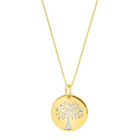 Two-Tone Family Tree Disc Pendant