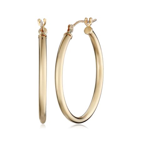 25 mm Polished Hoop Earrings, Yellow
