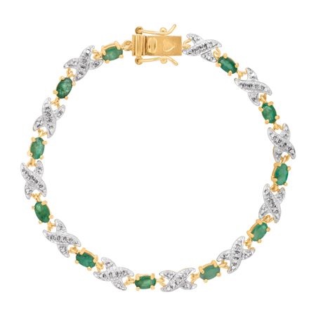 2 3/8 ct Emerald XO Bracelet with Diamond