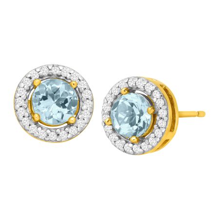 1 1/5 ct Sky Blue & White Topaz Halo Earrings