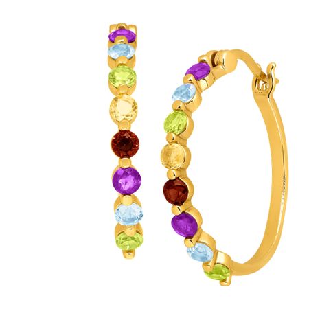 1 3/4 ct Multi-Gem Hoop Earrings