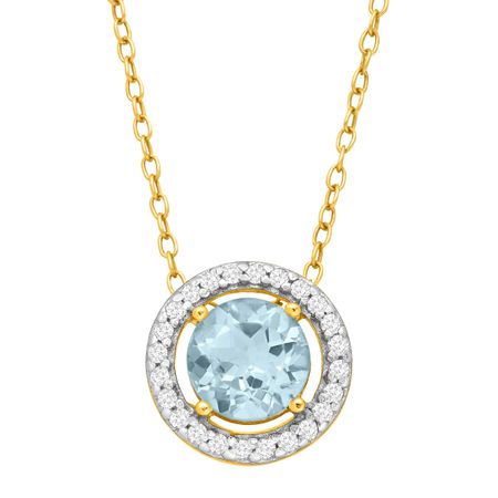 Sky Blue & White Topaz Halo Pendant