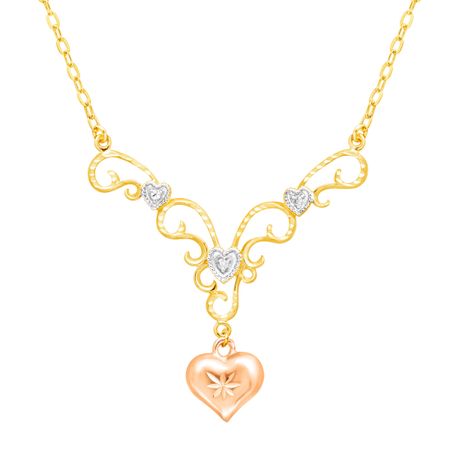 Heart Garland Drop Necklace with Diamond