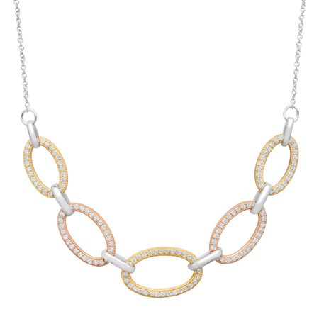 Cable Link Necklace with Cubic Zirconia