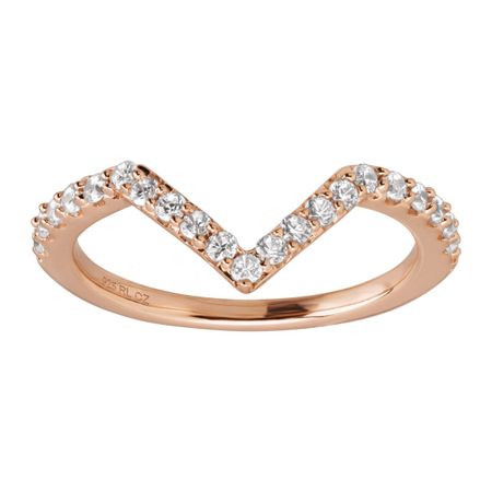 Chevron Ring with White Cubic Zirconia, Rose