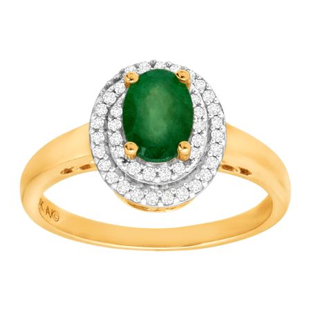 3/4 ct Emerald & 1/6 ct Diamond Halo Ring
